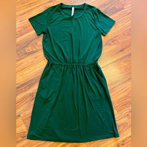 Tickled Teal dress. Hunter green. Size S. Elastic waist and two pockets!
